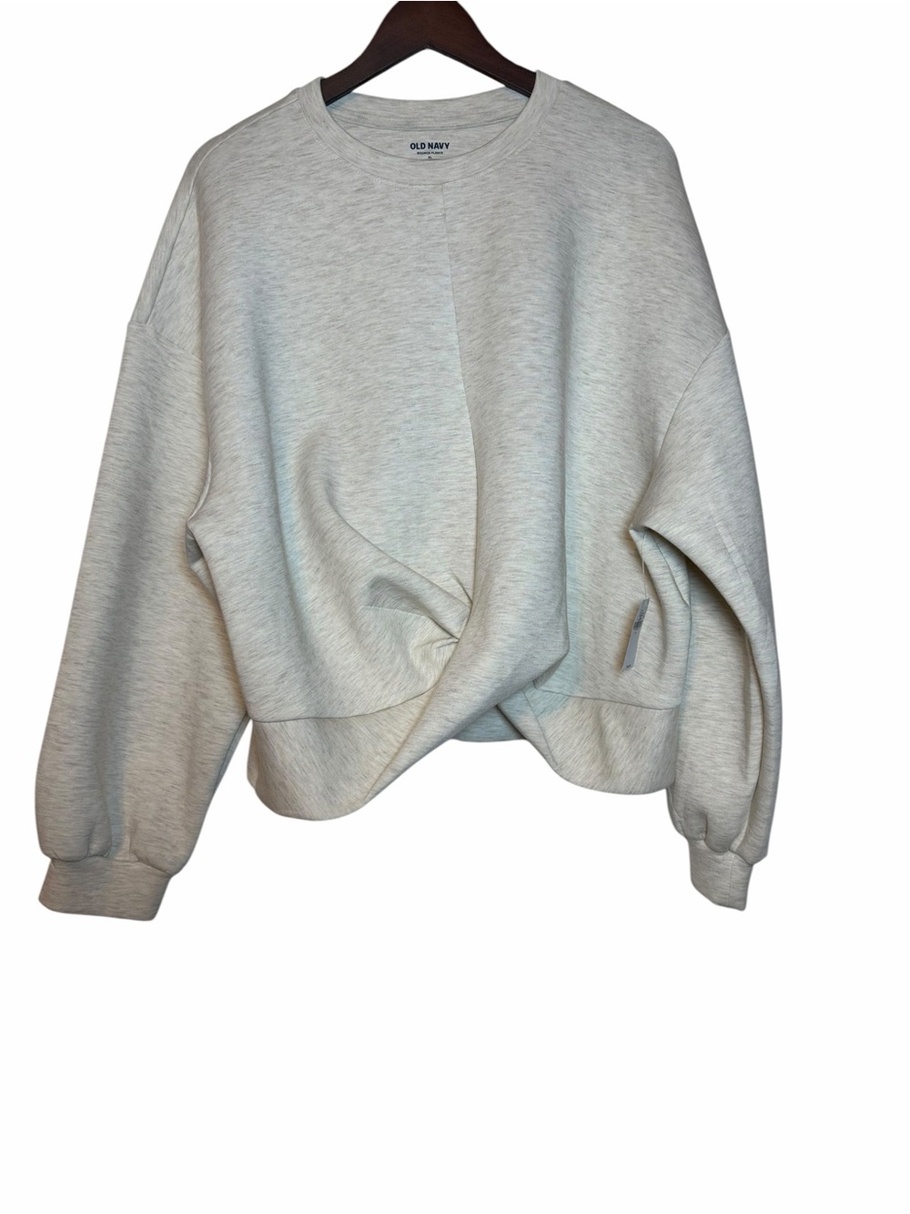 Old Navy Bounce Fleece Twist Front Sweatshirt in oatmeal heather new with tag XL - Picture 4 of 10